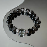 Silver Obsidian & Green Phantom Quartz Healing Bracelet