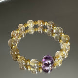 Golden Rutilated Quartz & Amethyst Wealth and Healing Bracelet