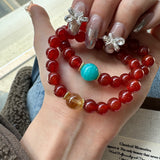 Flame & Sky Bracelet (Red Agate + Amazonite)